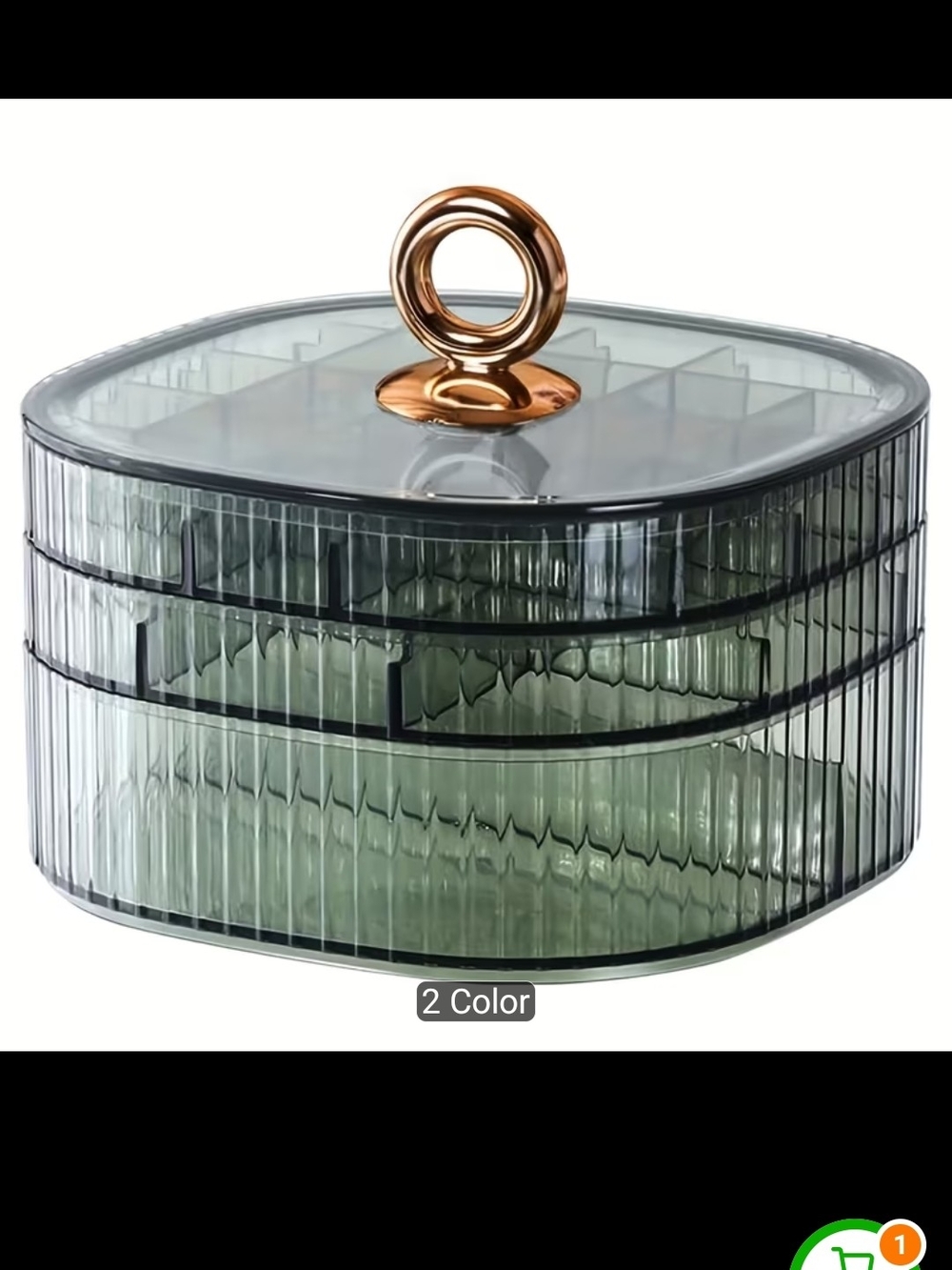 Green And Gold Acrylic Multi Compartment Jewelry Box